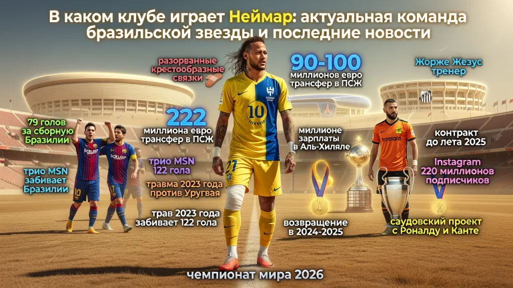 В каком клубе играет Неймар: актуальная команда бразильской звезды и последние новости